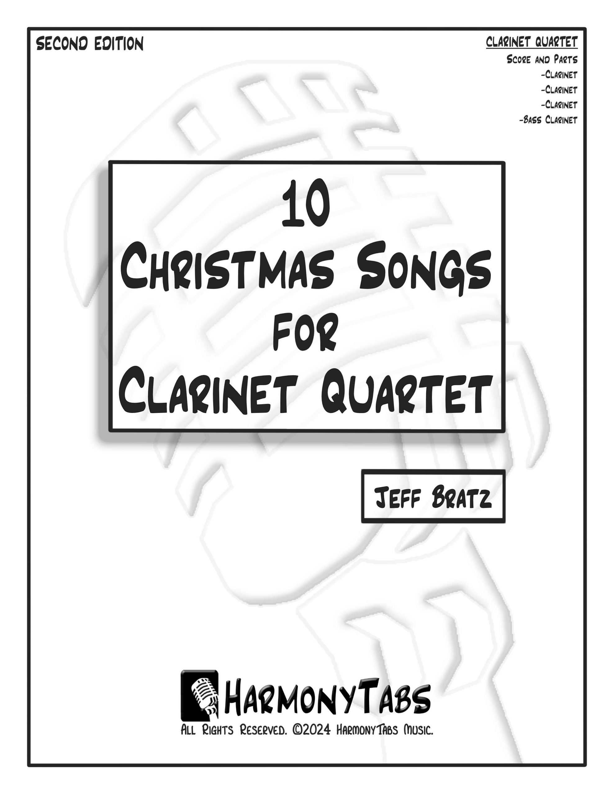 cover page for 10 Christmas Songs For Clarinet Quartet sheet music