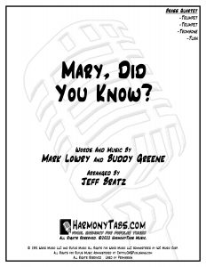 cover page for Mary, Did You Know? (Brass Quartet)
